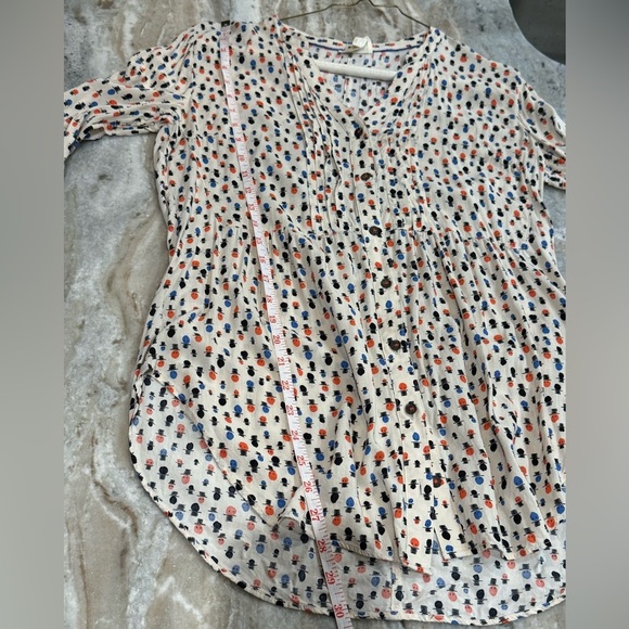 Maeve Multicolor Calia Pleated Blouse Cream, Fall Colors Sz 8 - Picture 4 of 6